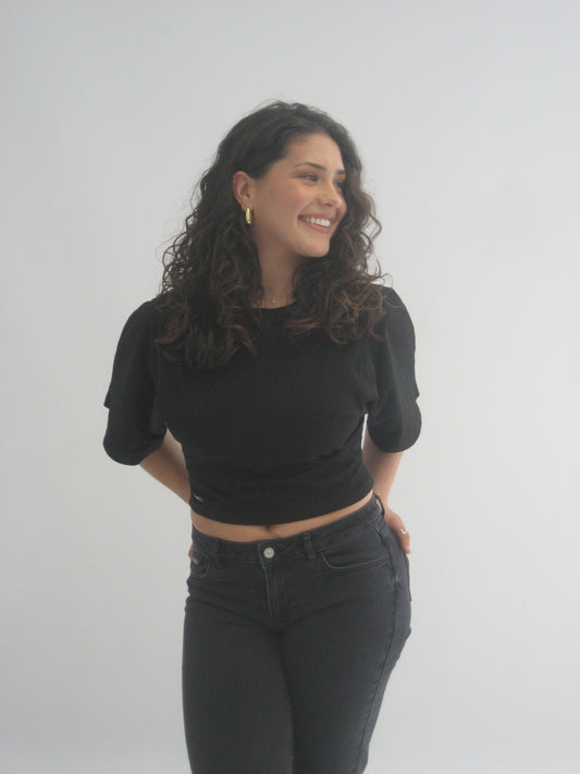 KOMORI CROPPED TOP BLACK