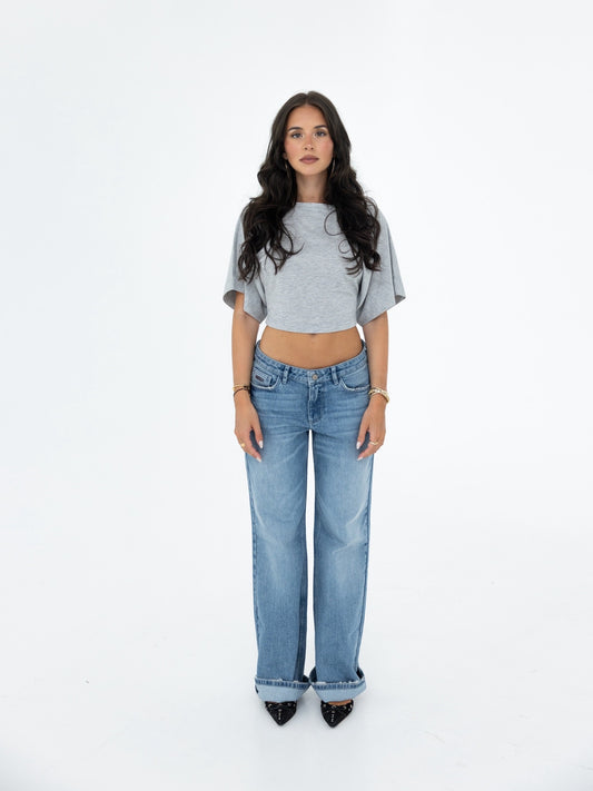 KOMORI Cropped Top grey vorne